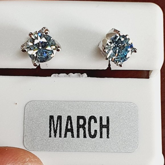 "Birthstone S925 Sterling Silver CZ Stud Earrings for Women/Girl, US19251042 - Picture 6 of 15